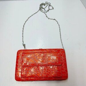 Cosmopolitan crossbody Purse/Wallet orange removable chain 7.5" x  4.5"